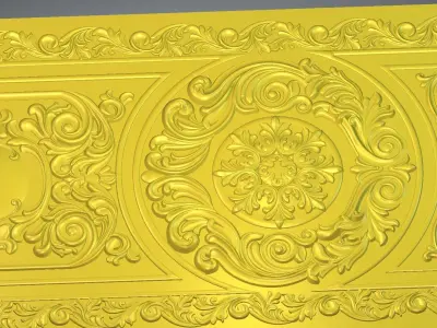  double door  classical design antique carved 3D model