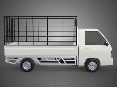 FARM CATTLE PICKUP CAR FLATDECK DELICA L300 TRUCK CAGE CARGO BED 3D model