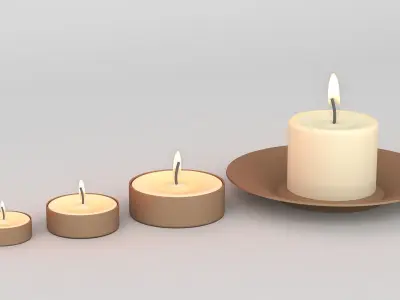 Candles set of on plate 3D model