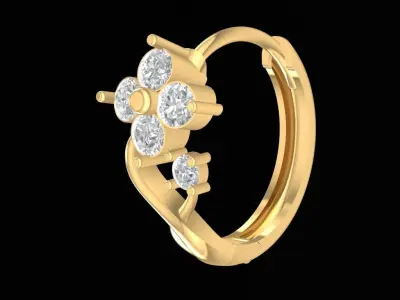 Elegant Floral Diamond Earrings Jewelry 2428 3D print model