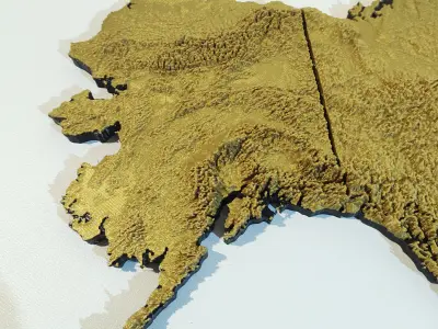 Topographical map of North America with borders 3D print model