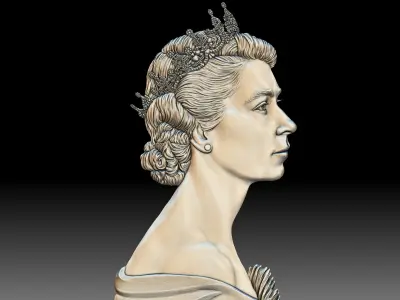 Queen Elizabeth II coin portrait 3D print model
