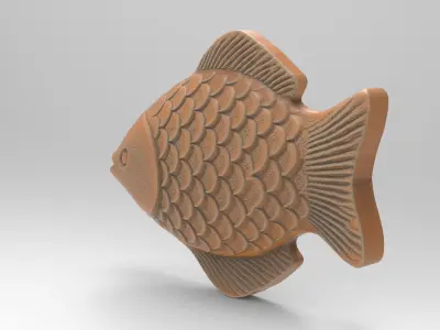 3D Fish Model Realistic Sculpture - flat back 3D print model