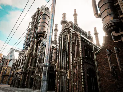 STEAMPUNK INDUSTRIAL BUILDING 8 Low-poly 3D model