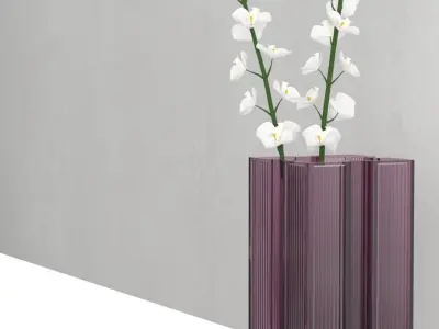 pink glass vase - white orchid 3D model