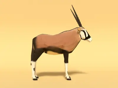 Low Poly Cartoon Gemsbok Oryx Gazella Low-poly 3D model