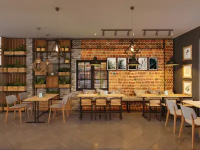 Bar and cafe Low-poly 3D model