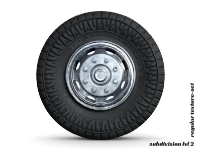 Lowpoly Vintage Truckwheel Low-poly 3D model