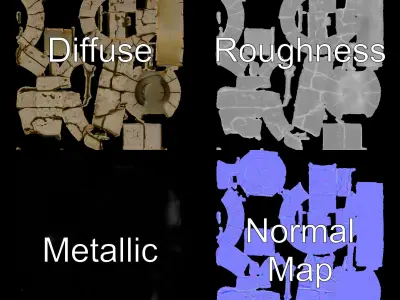 Stone Arch Ruin model pack with PBR Textures Low-poly 3D model