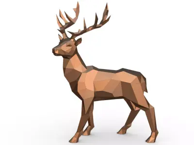 deer low poly polygonal 3D print model