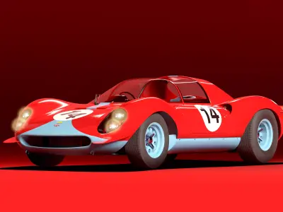 Ferrari Dino  Low Poly Game Ready 3D Model PBR Full Interior Low-poly 3D model