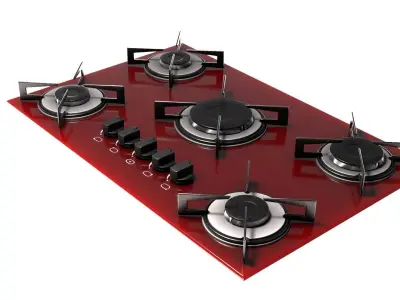 Red Stove Cooktop 3D model