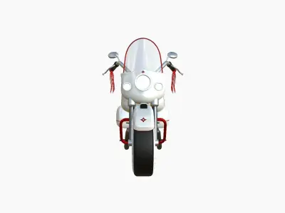 Motorcycle Cartoon B03 White Red - Custom Vehicle Design Low-poly 3D model
