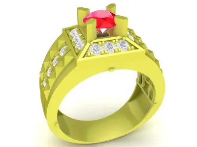 Luxury Square Gemstone Men Ring 3D Model for Jewelry 4054 3D print model