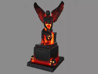 statue 3 of eagle with flames Low-poly 3D model