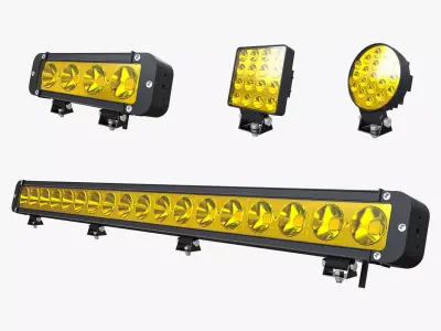 Amber LED Light Bars Collection 3D Model Pack