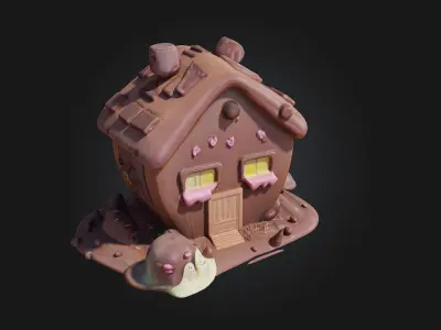 Chocolate Ghost House  A Sweet and Spooky Delight 3D model