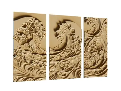 mural decor set wall panel 24 3D model