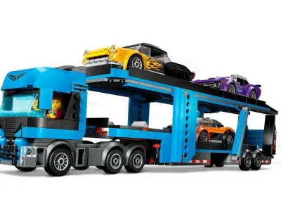 PixelBricks3D - LEGO Car Transporter Truck with Sports Cars  3D print model