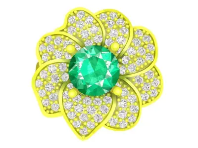 Luxury Floral Halo Diamond Ring for Women 3D Model 4424 3D print model