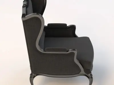 Louis Xv Style Gilded Wing Chair 3D model