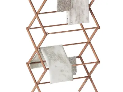 Folding drying rack Zara Home with towels 3D model