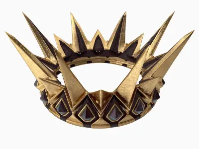 medeival spiked Crown with dark gems 3D model