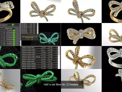 Half a set Bow tie 3D Model Pack