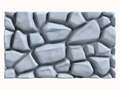 Layered Limestone Cobble Wall 3D model