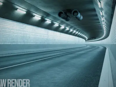 Tunnel Full CGI scene for automotive rendering 3D model