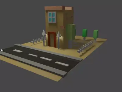 house on street Free low-poly 3D model