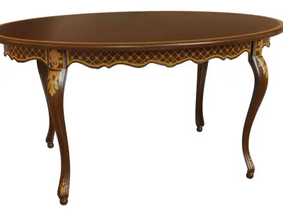 Classic table with inlaid veneer 1500 3D model