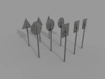 Road signs PBR low-poly game ready Low-poly 3D model