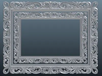 Carved frame mirror rg01 Low-poly 3D model