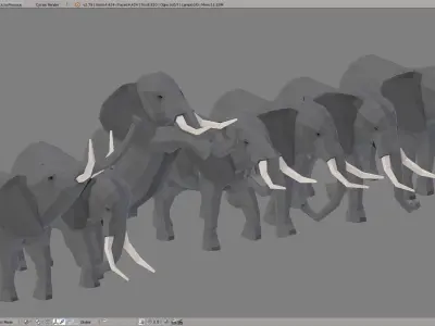 Elephants elephant with tusks Low-poly 3D model