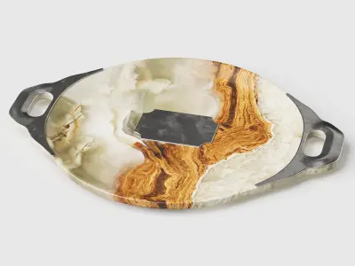 Silver Bowl and Onyx Tray Set 3D model