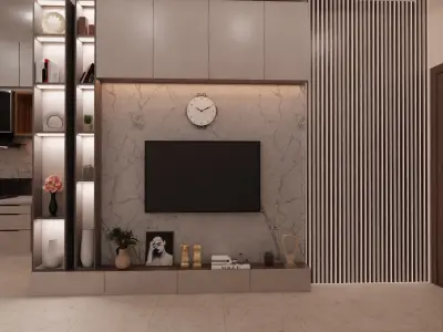 2 BHK Apartment Interior with Assets DS2 Low-poly 3D model