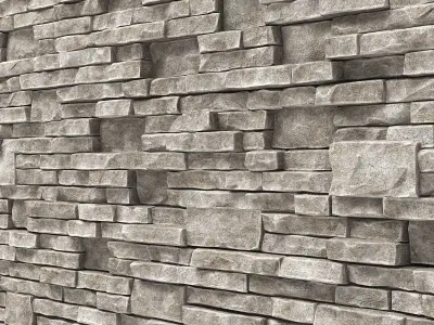 Brick stone wall granite many n3 3D model