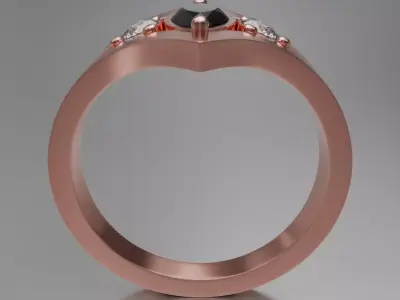 Noctis Rose 3D Ring Model with Diamonds and Black Onyx 3D model 3D model