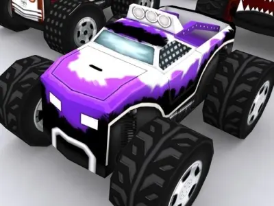 Road rush monster trucks Low-poly 3D model
