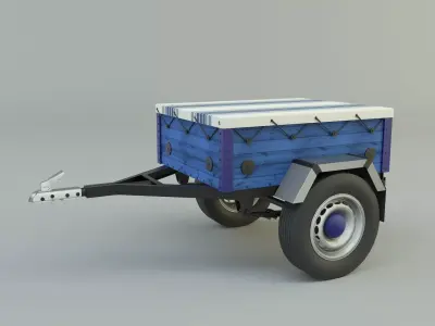 blue car trailer model 3D model