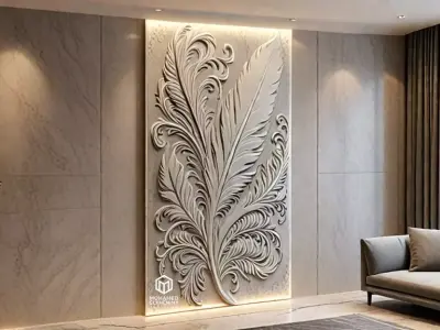modern panel wall decor set relief stl mural CNC 279 3D model