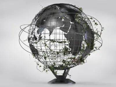 Ivy-Covered Earth Globe 3D Model Low-poly 3D model