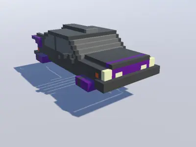 Voxel Sci-Fi Flying Car Low-poly 3D model