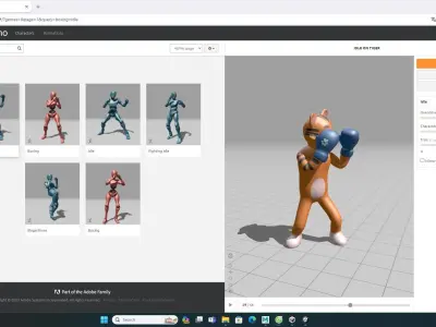 Boxing Tiger Animal Animated Low-poly 3D model