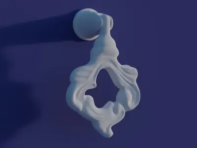 Drop ring drawer pull 3D model