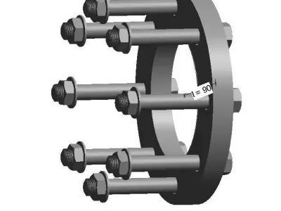 PVC Flange W Bolts - Auto size- Size - 25mm-250mm 3D print model