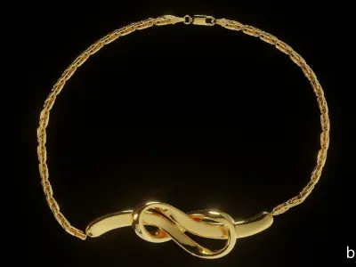 Golden bracelet with Infinity shaped pendant PBR 3D model