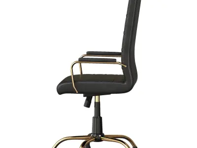 Black High Back Leather Chair FLGO 2286H BK GLD GG 3D model