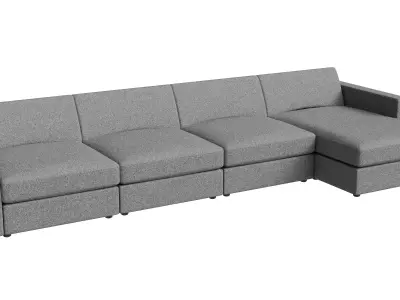 Grey Wool Modular Sofa 3D model